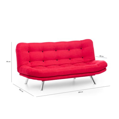 Misa Sofabed - Crvena trosed-sofa na razvlačenje slika 9