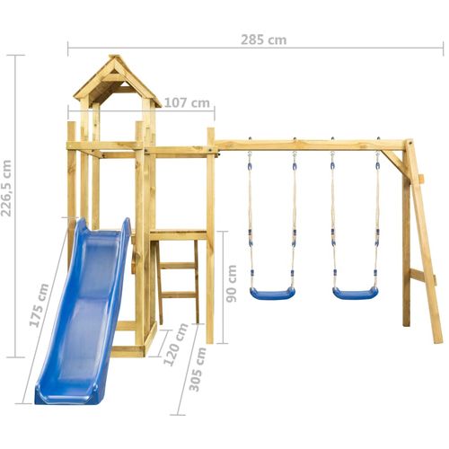 Kućica za igru: tobogan, ljuljačka i ljestve 285x305x226,5 cm slika 21