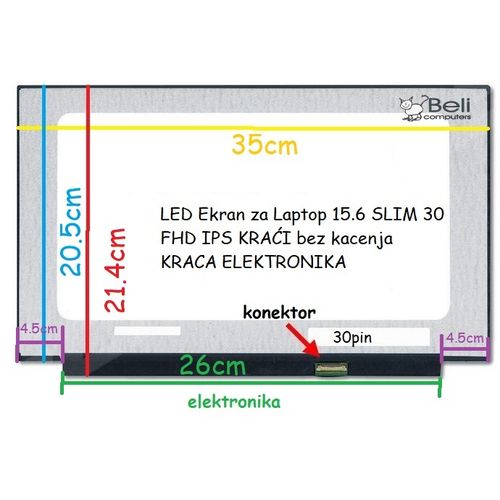 LED Ekran za Laptop 15.6 SLIM 30 FHD IPS KRAĆI bez kacenja KRACA ELEKTRONIKA slika 2