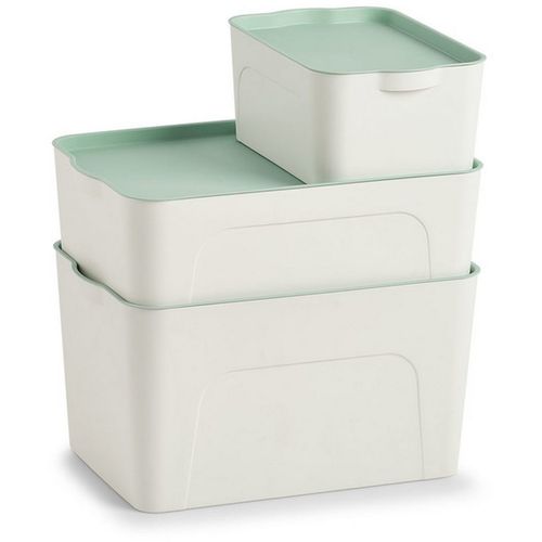 Zeller kutija za pohranu s poklopcem, plastika, bijela/mint, 44,5x30x24,5 cm, 14685 slika 3