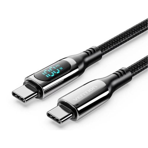 Vention Cotton Braided USB 2.0 C Male to C Male 5A Cable With LED Display 2m slika 1