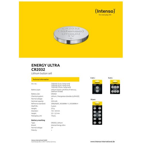 (Intenso) Baterija litijumska, CR2032/10, 3 V,dugmasta,blister 10 kom - CR2032/10 slika 3