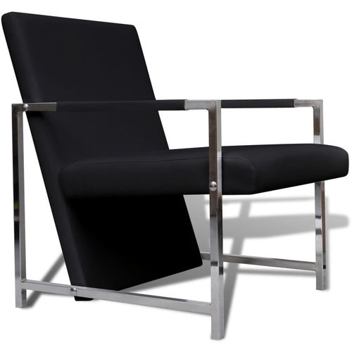Fotelje od umjetne kože s kromiranim okvirom 2 kom crne slika 35