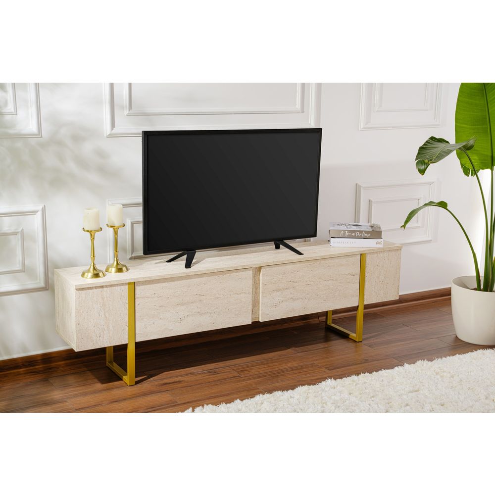 Serenity - TV Stalak od Travertina, Zlatni Travertin slika 1