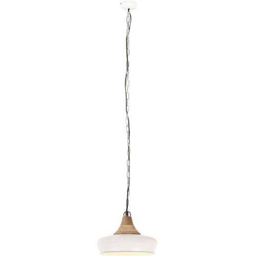 Industrijska viseća svjetiljka bijela 26 cm E27 željezo i drvo slika 17