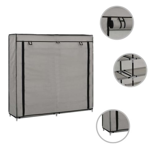 282434 Shoe Cabinet with Cover Grey 115x28x110 cm Fabric slika 3