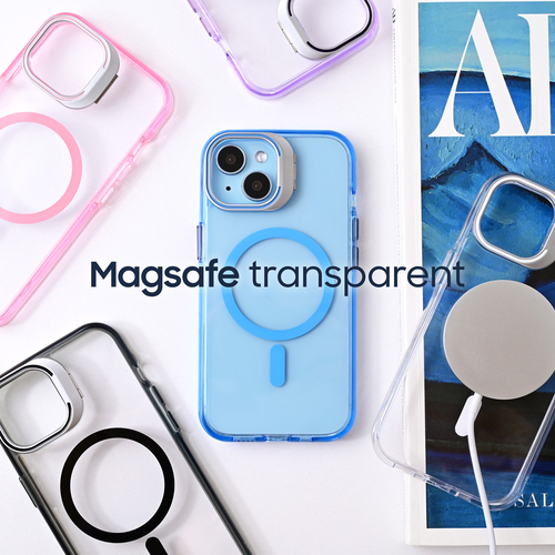 Torbica Magsafe transparent za iPhone 13 6.1 ljubicasta slika 1