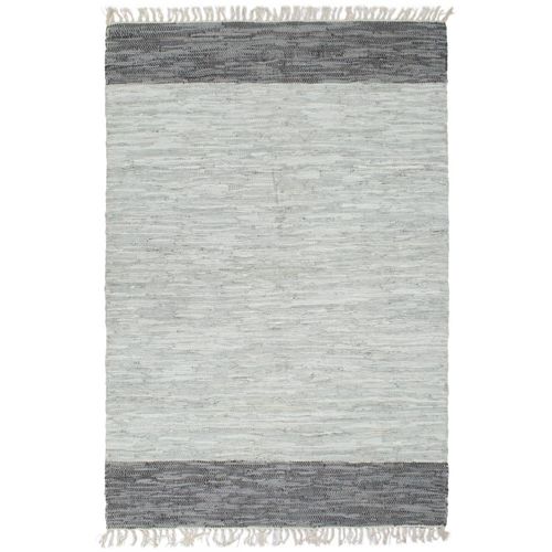 Ručno tkani tepih Chindi od kože 190 x 280 cm sivi slika 1