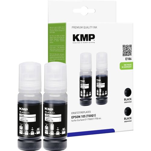 KMP tinta za punjenje zamijenjen Epson 105, 105 EcoTank, T00Q1, C13T00Q140 kompatibilan 2-dijelno pakiranje crn E186 1643,0001 slika 3