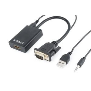 Gembird VGA to HDMI adapter cable, 0,15m, black