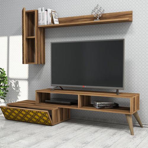 Woody Fashion TV jedinica, Planet - Walnut, Yellow slika 2