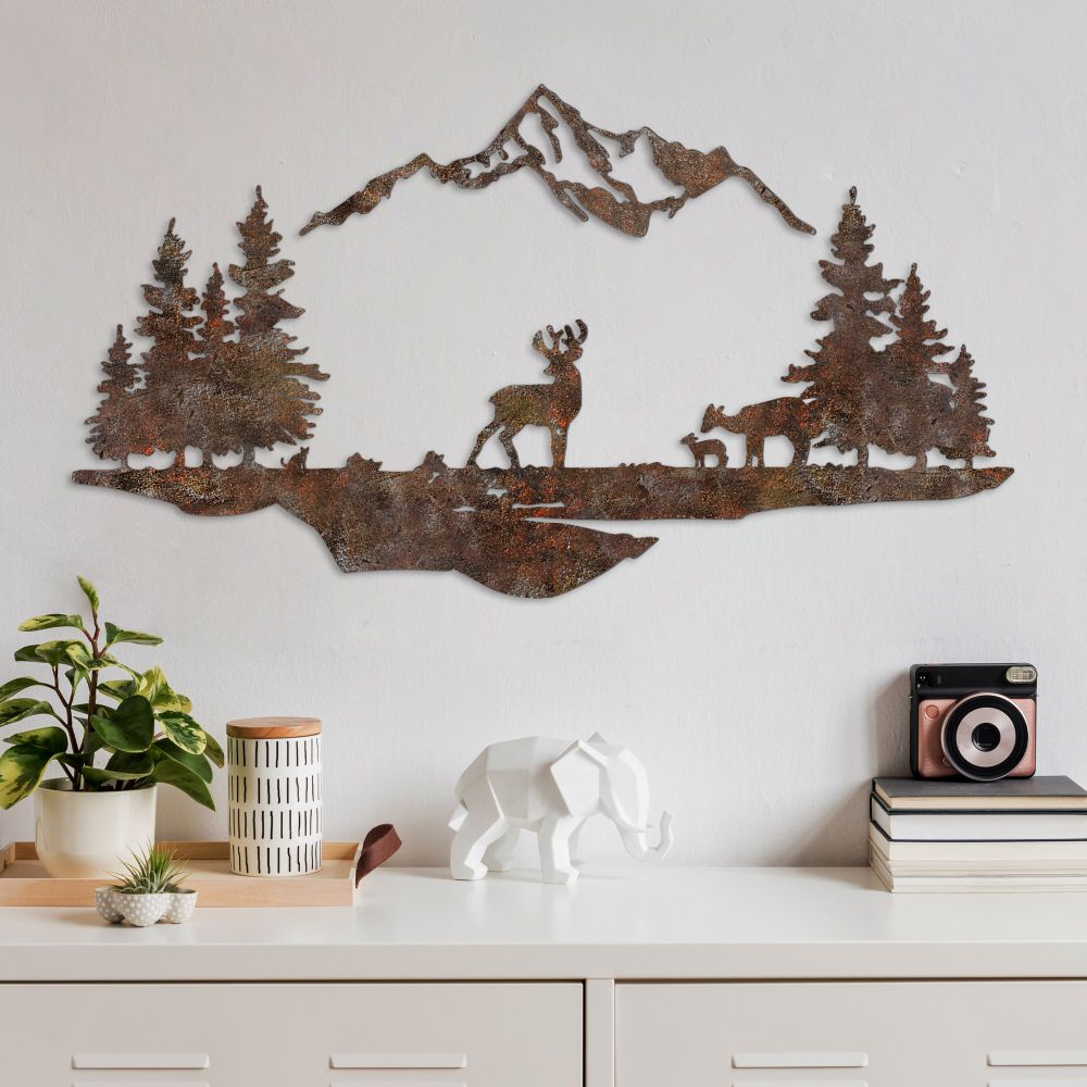 Decorative metal wall accessory Rusty Landscape 1, colour: antiquation slika 1
