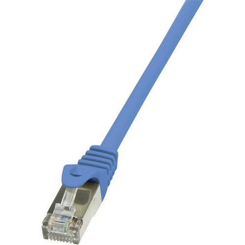 LogiLink CP1016S RJ45 mrežni kabel, Patch kabel cat 5e F/UTP 0.25 m plava boja sa zaštitom za nosić 1 St. slika 2