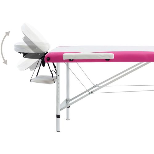 Sklopivi masažni stol s 3 zone aluminijski bijelo-ružičasti slika 23
