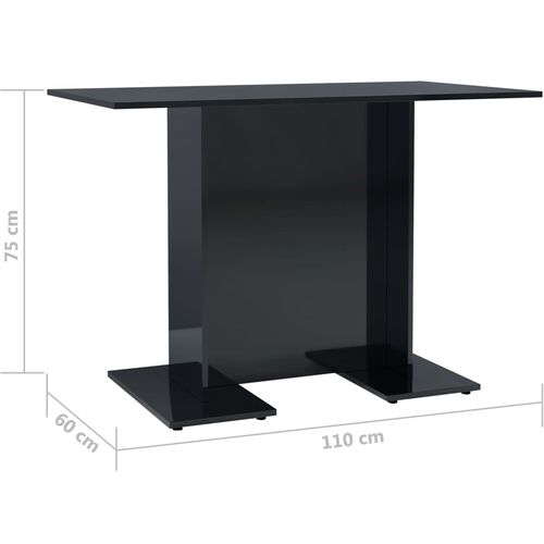 Blagovaonski stol visoki sjaj crni 110 x 60 x 75 cm od iverice slika 30