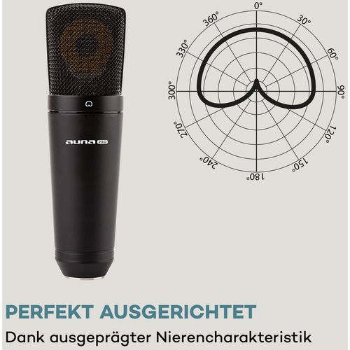 Auna Pro MIC-920B, USB kondenzatorski mikrofon, studijski, velika membrana, crna boja slika 12