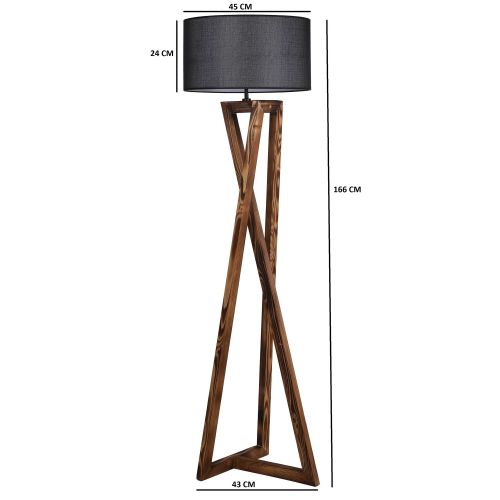 Maçka Yanık Ahşap Lambader Silindir Hasır Siyah Abajurlu Brown
Black Floor Lamp slika 12