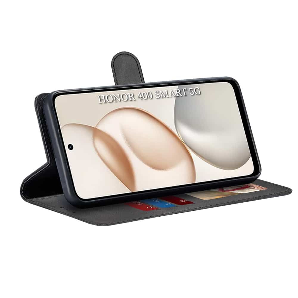 Techsuit Diary Book preklopna maska za Honor 400 Smart 5G / 400 Smart 4G / X7d 4G -crna slika 2