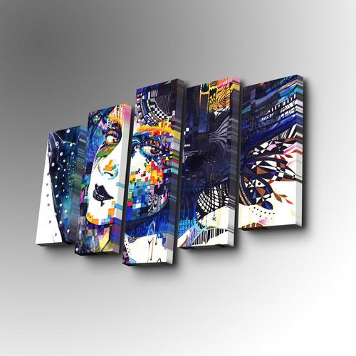 5Pabswc-02 Multicolor Decorative Canvas Painting (5 Pieces) slika 1