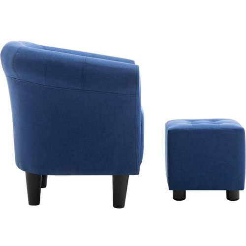 2-dijelni set fotelje i taburea od tkanine plavi slika 31