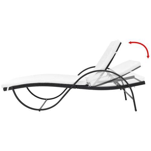 Ležaljka za sunčanje s jastukom i stolom poliratan crna slika 11