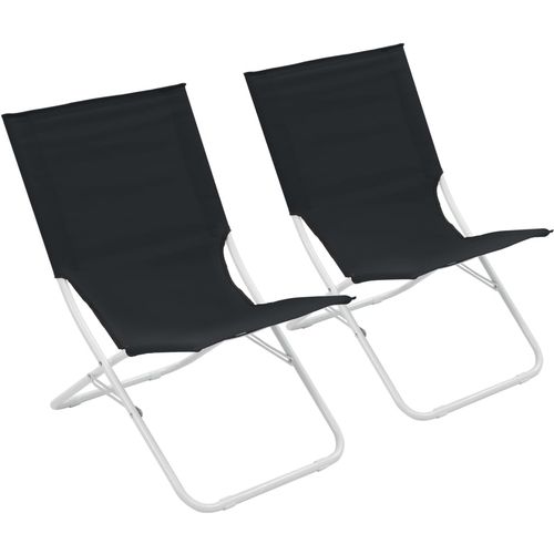 Sklopive stolice za plažu 2 kom crne slika 1