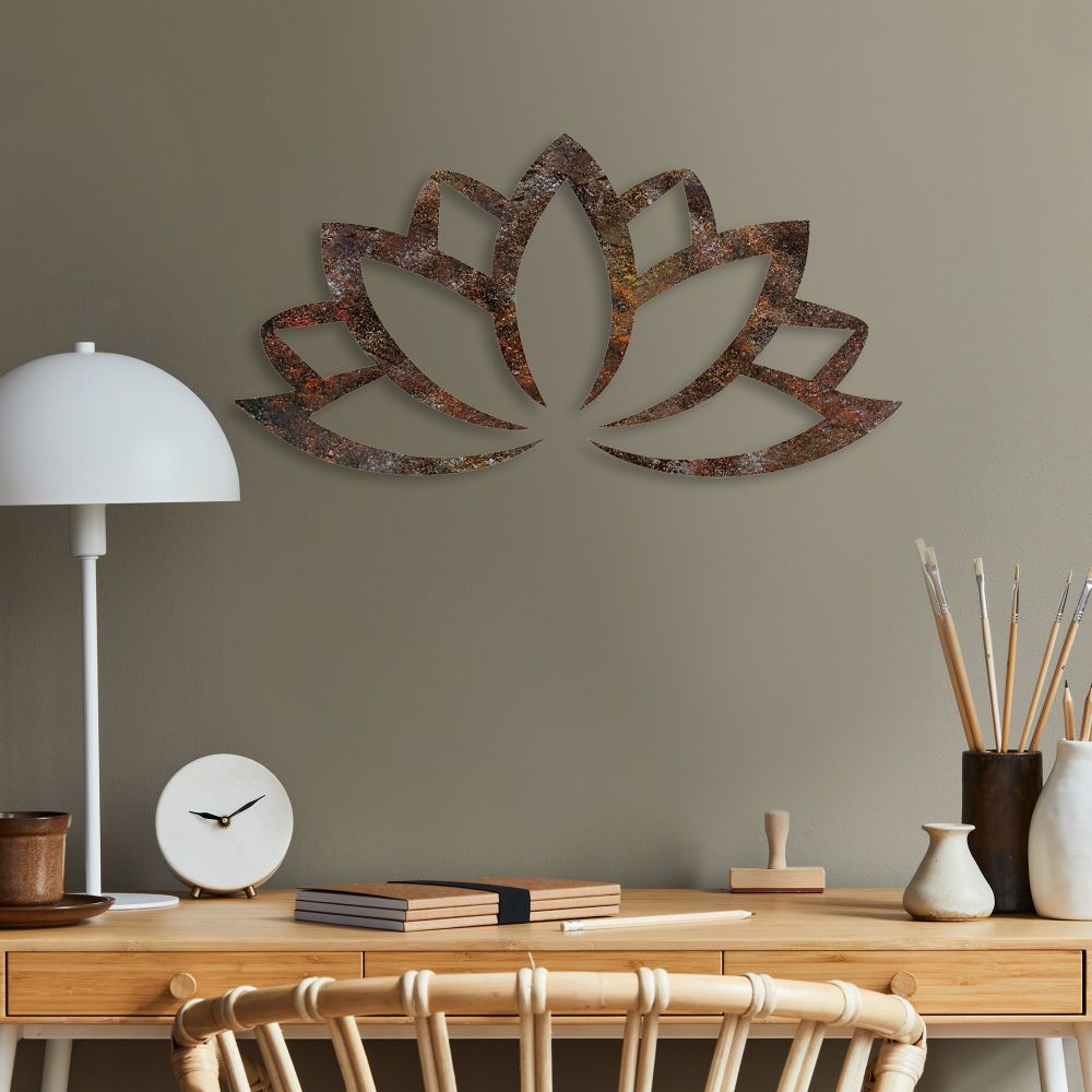 Decorative metal wall accessory Rusty Lotus, colour: antiquation slika 2