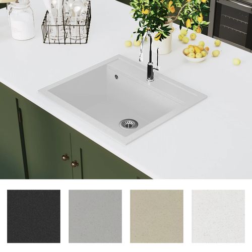 Granitni kuhinjski sudoper s jednom kadicom bijeli slika 18