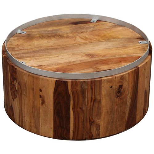 Stolić za kavu od masivnog drva šišama i čelika 68 cm slika 36