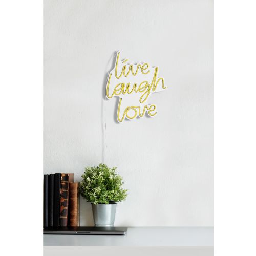 Wallity Ukrasna plastična LED rasvjeta, Live Laugh Love - Yellow slika 13