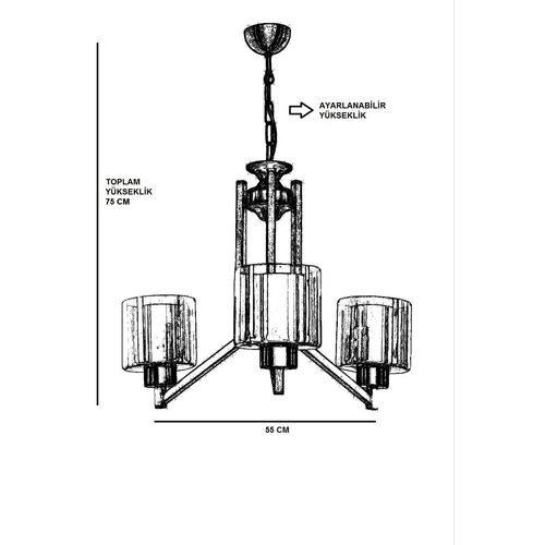 Ruby 3 Lü Eskitme Bal Camlı Avize Copper Chandelier slika 4