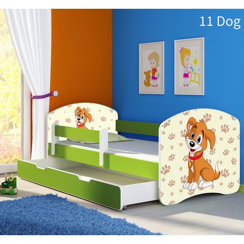 Dječji krevet ACMA s motivom, bočna zelena + ladica 180x80 cm - 11 Dog slika 1