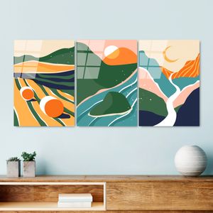 UV-946 - Dekorativna Slika na Kaljenom Staklu, Višebojna, 45 x 65 cm (Set od 3 Komada)