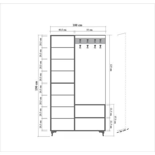 İnci-723 Sonoma Oak Hall Stand slika 8