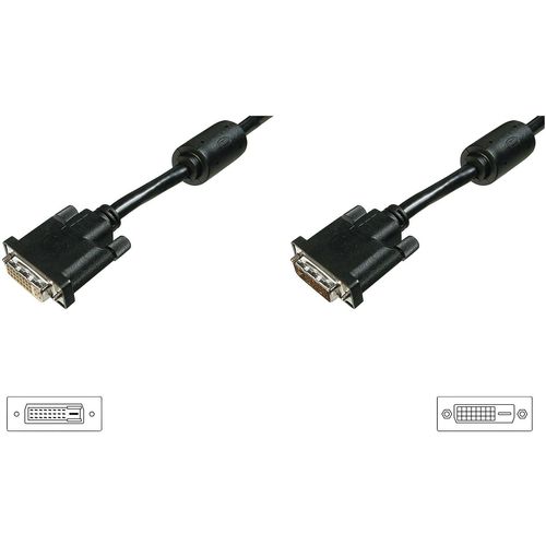 Digitus DVI produžetak DVI-D 24+1-polni utikač, DVI-D 24+1-polna utičnica 4.50 m crna AK-320200-050-S mogućnost vijčanog spajanja DVI kabel slika 2