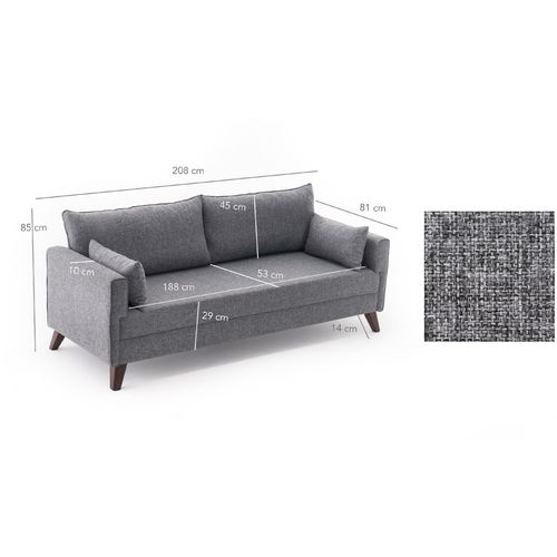 Atelier Del Sofa Trosjed BELLA siva, Bella Sofa For 3 Pr - Grey slika 6