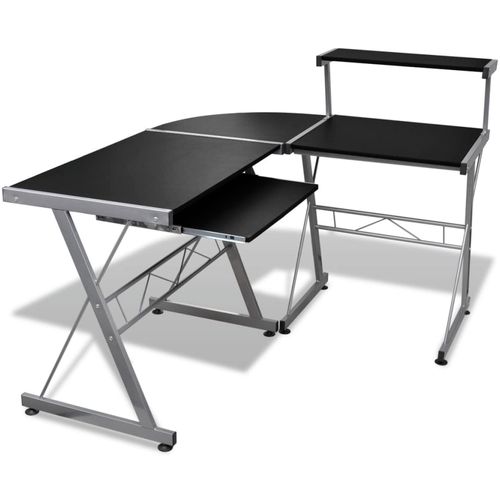 Crni uredski stol za računalo sa policom za tipkovnicu slika 29