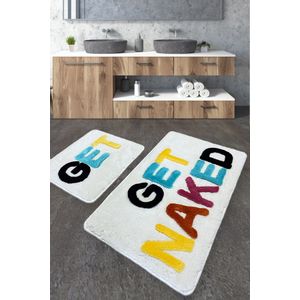 Get Naked - Ecru Multicolor Acrylic Bathmat Set (2 Pieces)