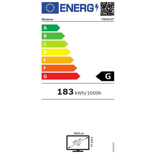 Hisense digital signage display 75B4E30T 75'' / 4K / 500 nita / 60 Hz / (18h / 7 dana) slika 4
