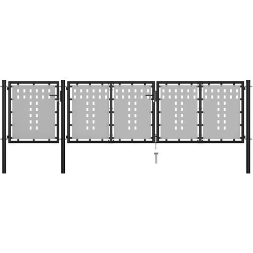 Vrtna vrata čelična 400 x 75 cm crna slika 1