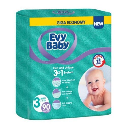 Evy Beby Pelene Giant 3 Midi 5-9kg, 90kom 3u1 slika 1