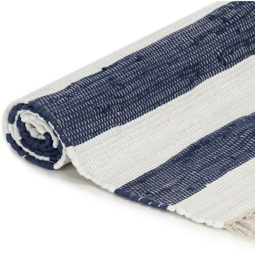 Ručno tkani tepih Chindi od pamuka 200 x 290 cm plavo-bijeli slika 14