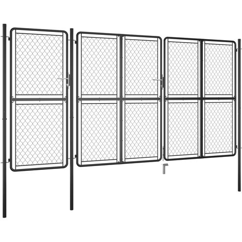 Vrtna vrata čelična 200 x 395 cm antracit slika 10