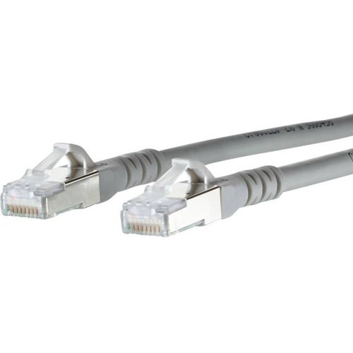 Metz Connect 1308451033-E RJ45 mrežni kabel, Patch kabel cat 6a S/FTP 1.00 m siva sa zaštitom za nosić 1 St. slika 1