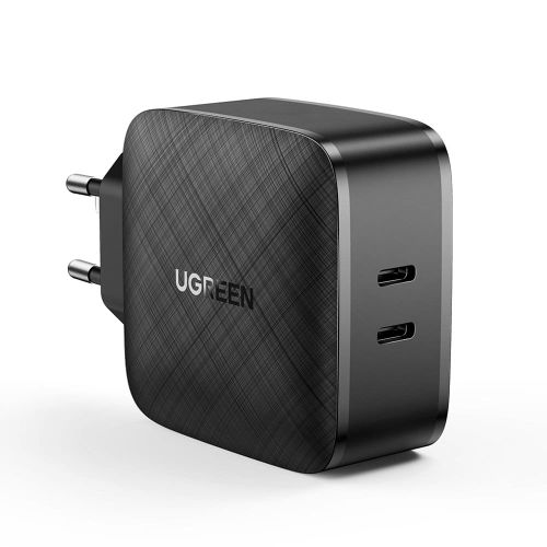 Ugreen - Zidni punjač (70867) - 2x USB-C, PD, GaN 66W, 3.3A - crni slika 1