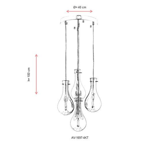 Luster AV-1697-4KT Chrome sa Hromiranim Završetkom slika 4