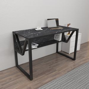 Lona - Marble, Black Black Study Desk