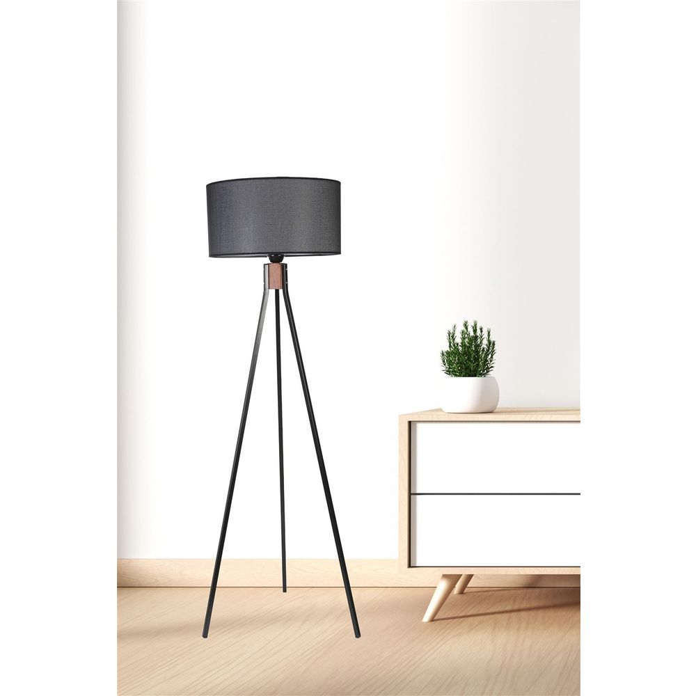Fısco Tripod Crni Lambader sa Abajurima od Hasira slika 2