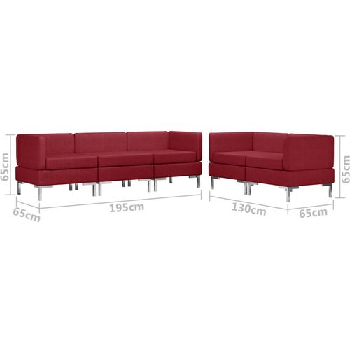 5-dijelni set sofa od tkanine crvena boja vina slika 25