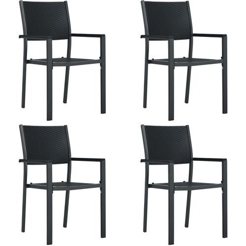 Vrtne stolice 4 kom crne plastične s izgledom ratana slika 1